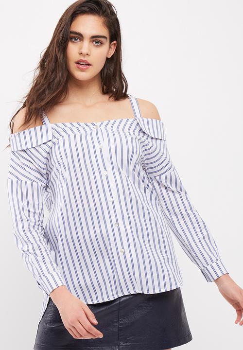 Off shoulder shirt - light blue and white stripe dailyfriday Shirts ...