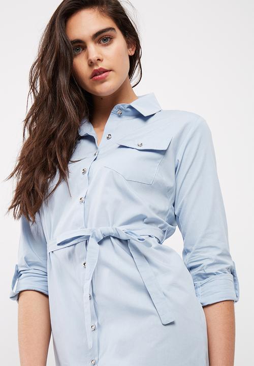 dailyfriday - Poplin shirt dress with self fabric tie belt