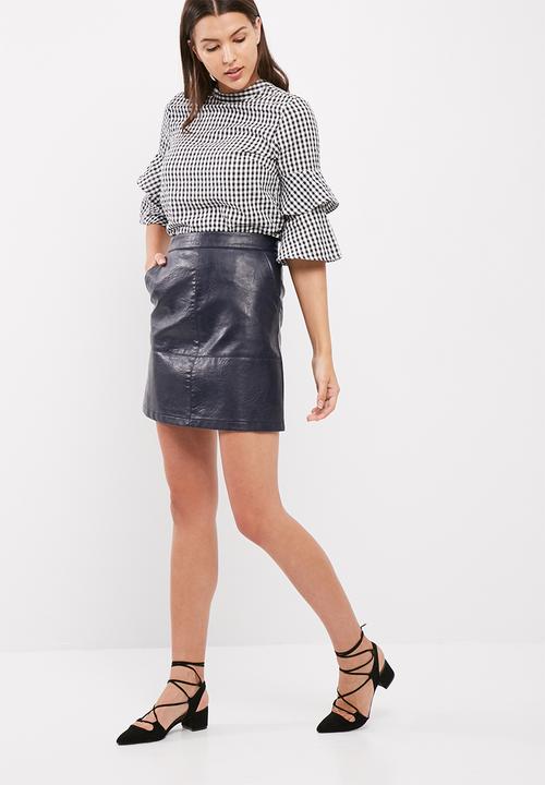 ONLY - Pepita flared gingham blouse
