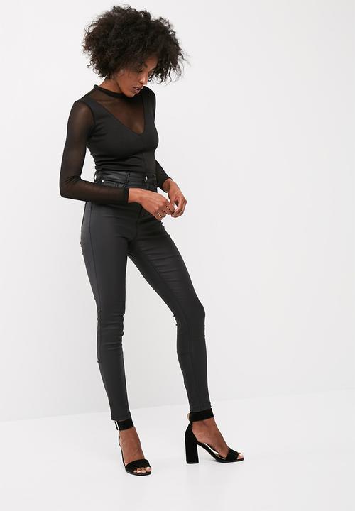 dailyfriday - Mesh inset bodysuit with long sleeves