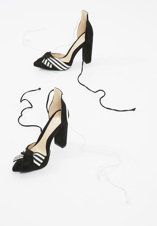 Missguided - Striped wrap around block heel