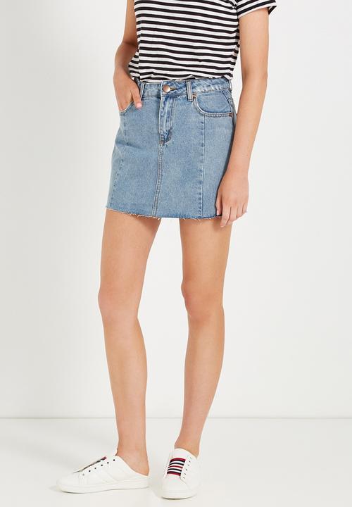 A line mini panelled denim skirt 