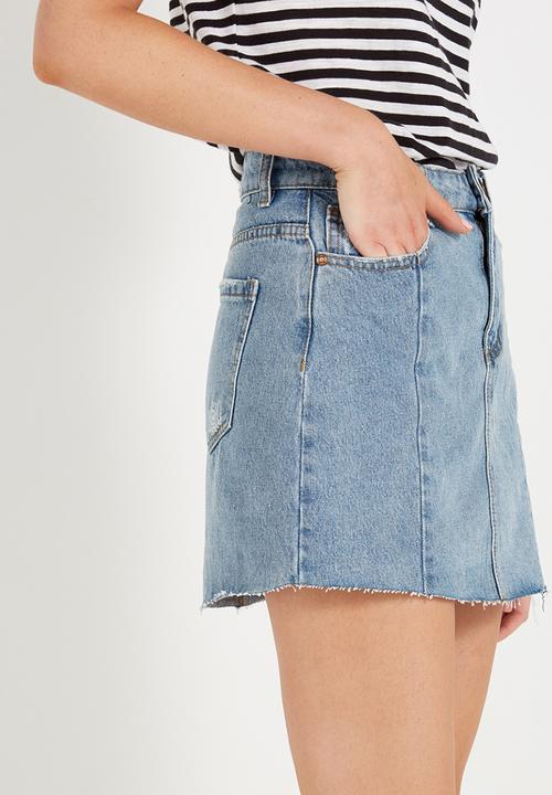 Cotton On - A line mini panelled denim skirt