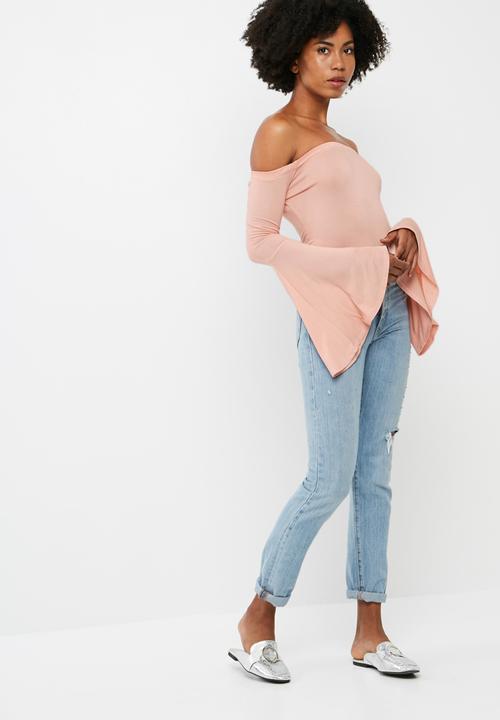 dailyfriday - Flared sleeve off shoulder bodysuit