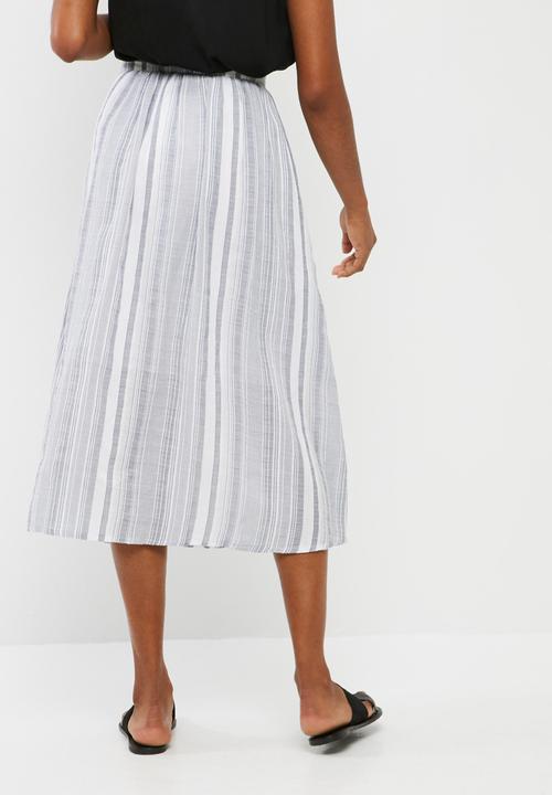 dailyfriday - Stripe button through midi skirt