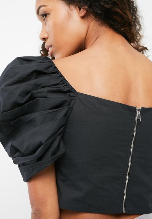 Missguided - Puff sleeve pleated crop top