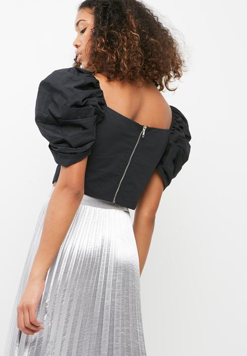 Missguided - Puff sleeve pleated crop top