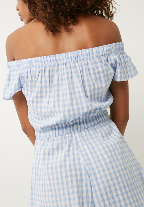 dailyfriday - Gingham off shoulder playsuit