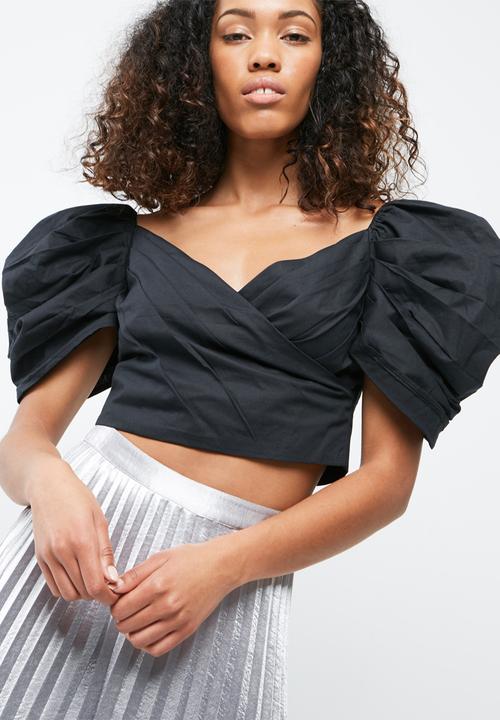 Missguided - Puff sleeve pleated crop top