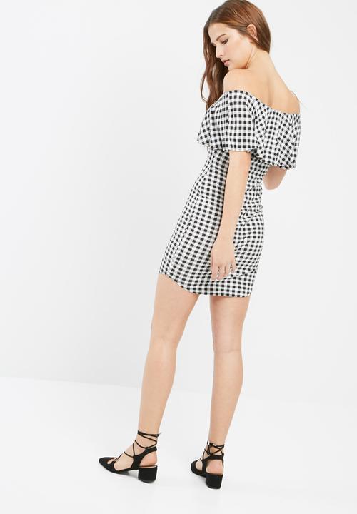Missguided - Gingham layer bardot dress