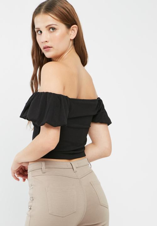 Missguided - Puffball sleeve bardot top