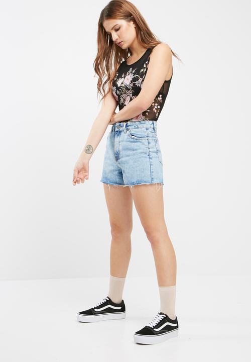 Missguided - Floral puff print mesh bodysuit