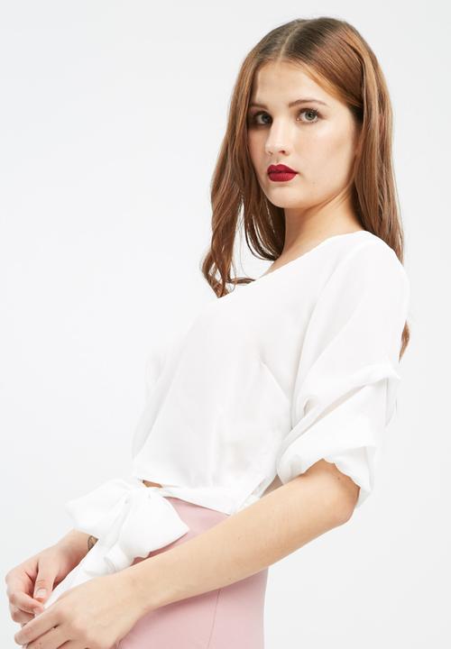 Missguided - Ruched sleeve wrap over blouse