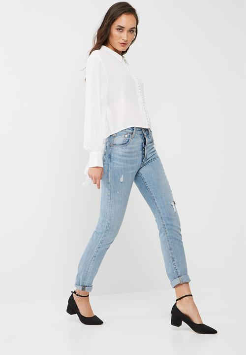 Missguided - Button through tie cuff collared shirt