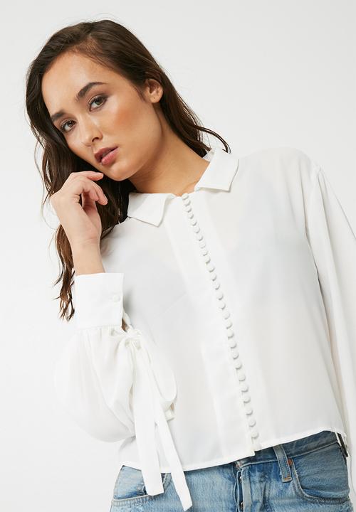 Missguided - Button through tie cuff collared shirt