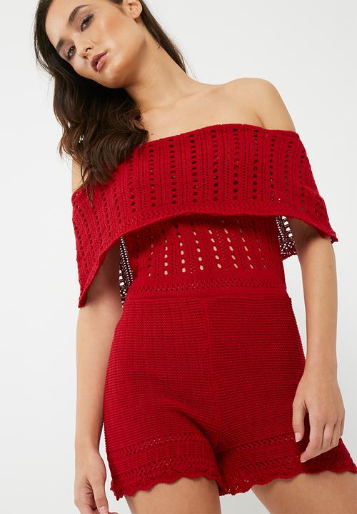 Missguided - Bardot crochet playsuit