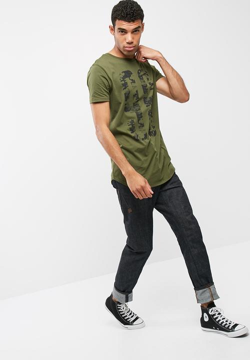 basicthread - Printed curved hem tee