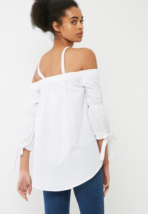 dailyfriday - Cold shoulder poplin blouse