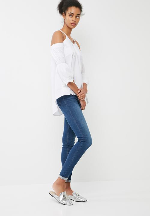dailyfriday - Cold shoulder poplin blouse