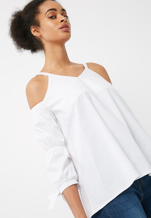 dailyfriday - Cold shoulder poplin blouse