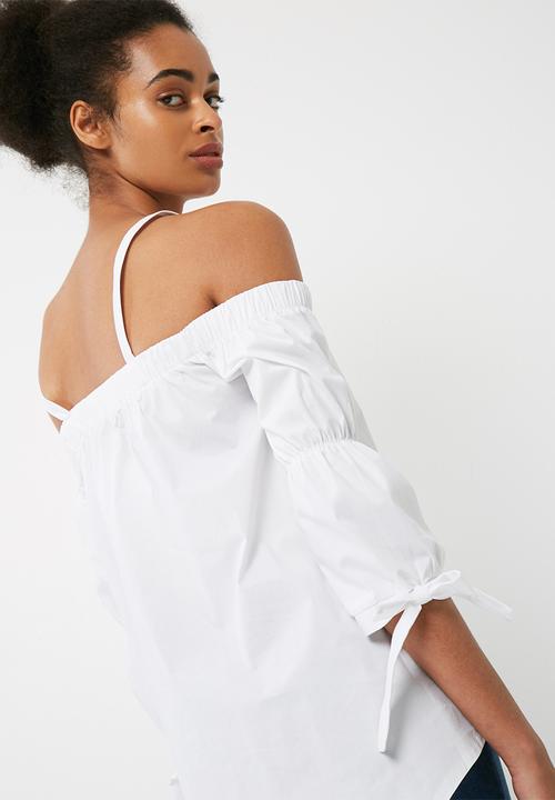 dailyfriday - Cold shoulder poplin blouse