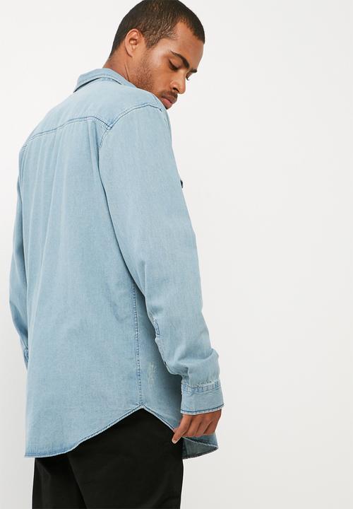 basicthread - Regular fit distressed denim shirt