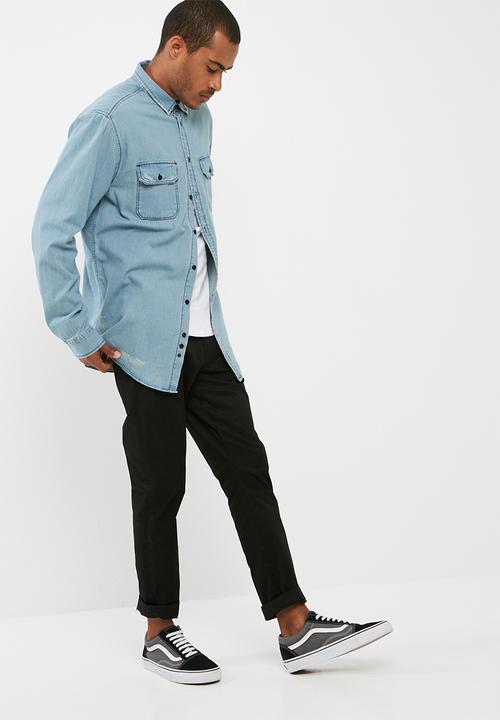 basicthread - Regular fit distressed denim shirt