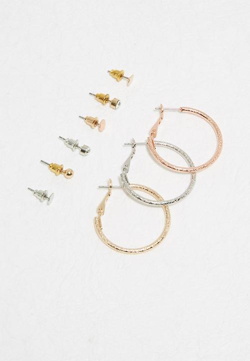dailyfriday - Multi tone stud and hoop pack- multi