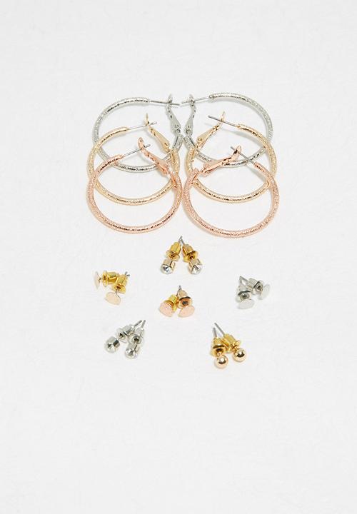 dailyfriday - Multi tone stud and hoop pack- multi