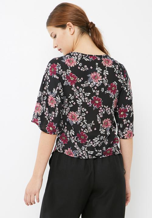 dailyfriday - Floral print knot front blouse