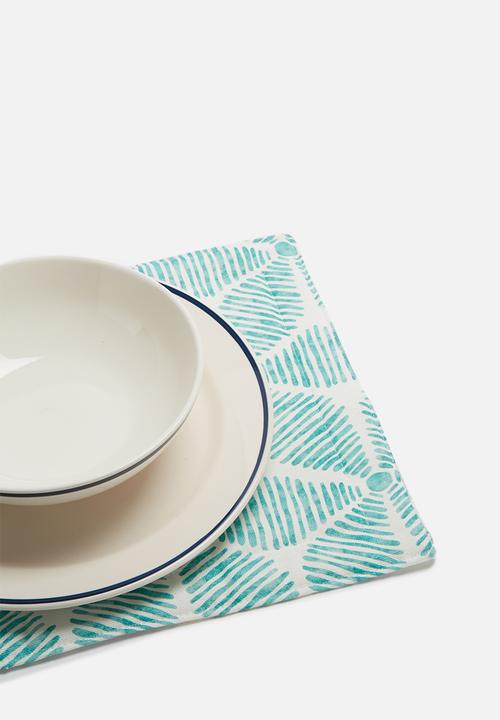Grey Gardens - Aqua daisy placemat