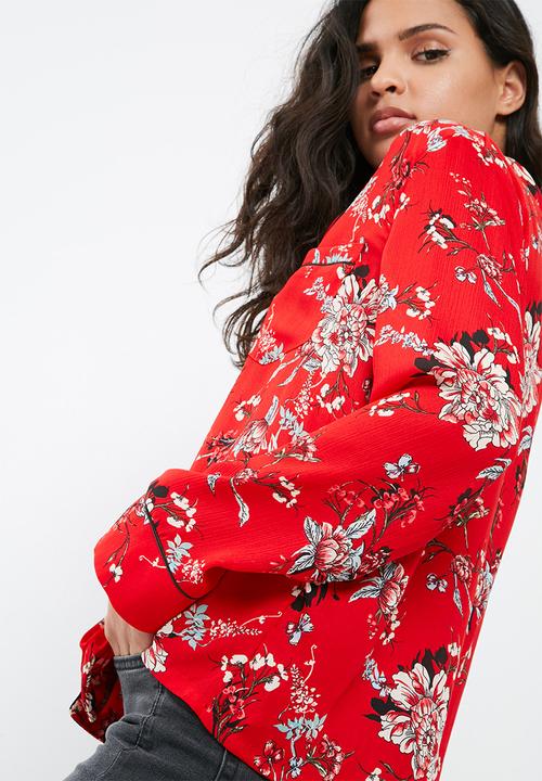Missguided - Floral print piping detail pyjama shirt