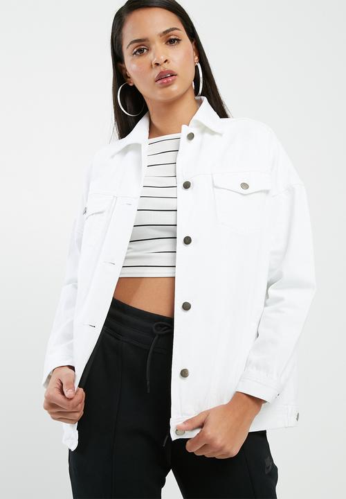 white oversized jean jacket