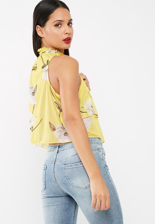 Missguided - High neck floral printed layered top