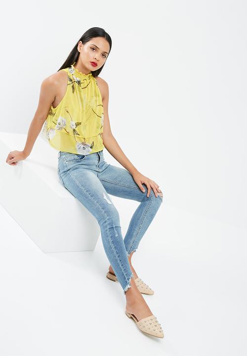 Missguided - High neck floral printed layered top