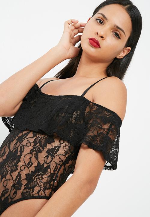 Missguided - Lace frill bardot bodysuit