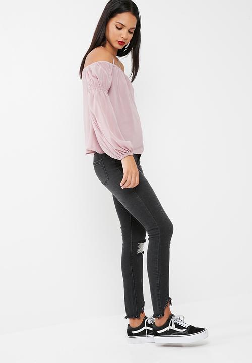 Missguided - Halter supported bardot chiffon blouse