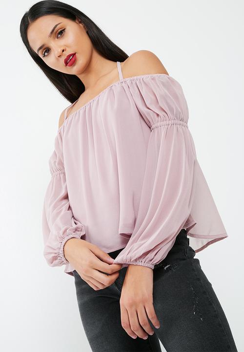 Missguided - Halter supported bardot chiffon blouse