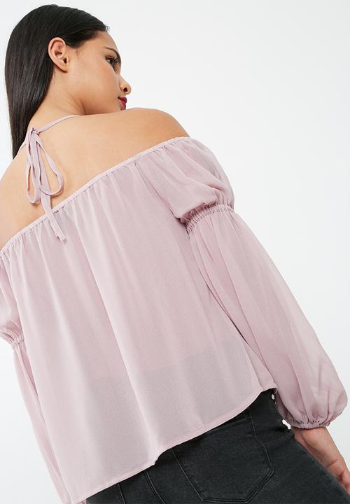 Missguided - Halter supported bardot chiffon blouse