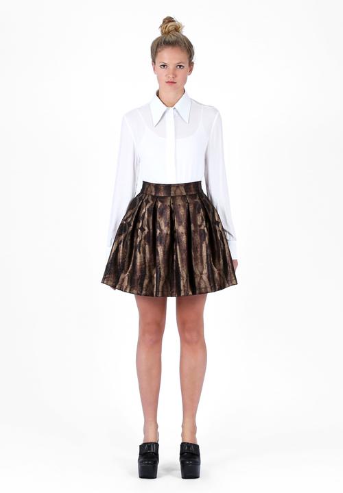 Georgie.B Boutique - White Shirt with Leather Collar – White