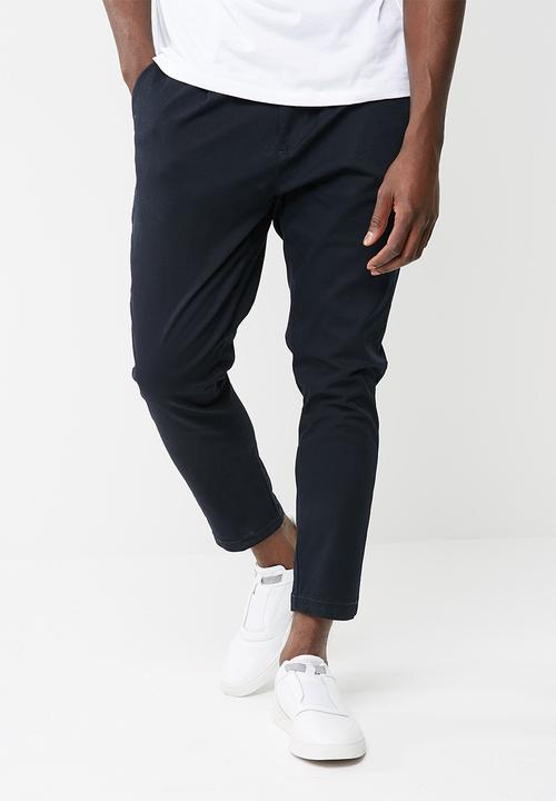 navy cropped chinos