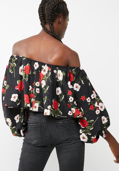 Missguided - Floral printed balloon sleeve blouse