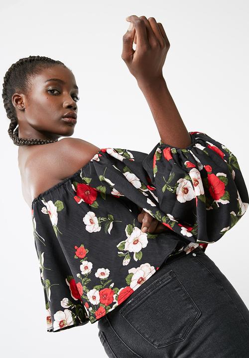 Missguided - Floral printed balloon sleeve blouse