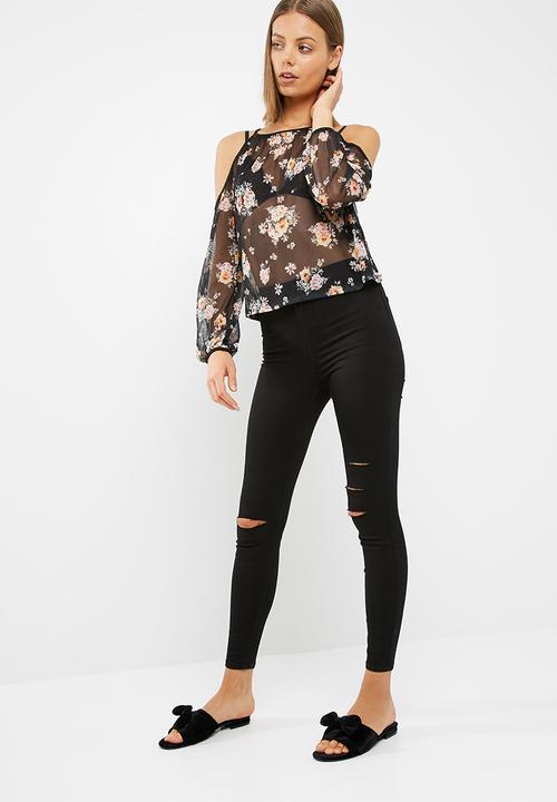 New Look - Esme printed mesh top