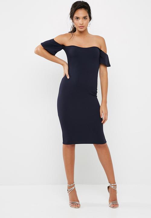 knee length dresses for ladies Bardot Sequin Bodycon Midi Dress in Silver 12