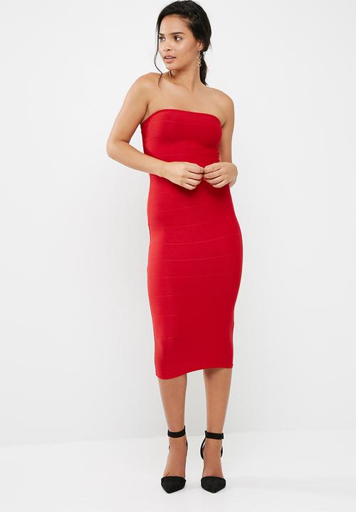 Missguided - Strapless bandage bodycon midi