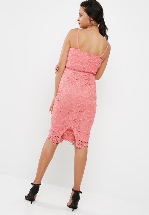 Missguided - Lace ladder detail midi dress
