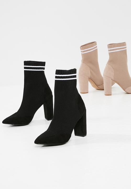 Missguided - Knitted stripe pointed ankle boot