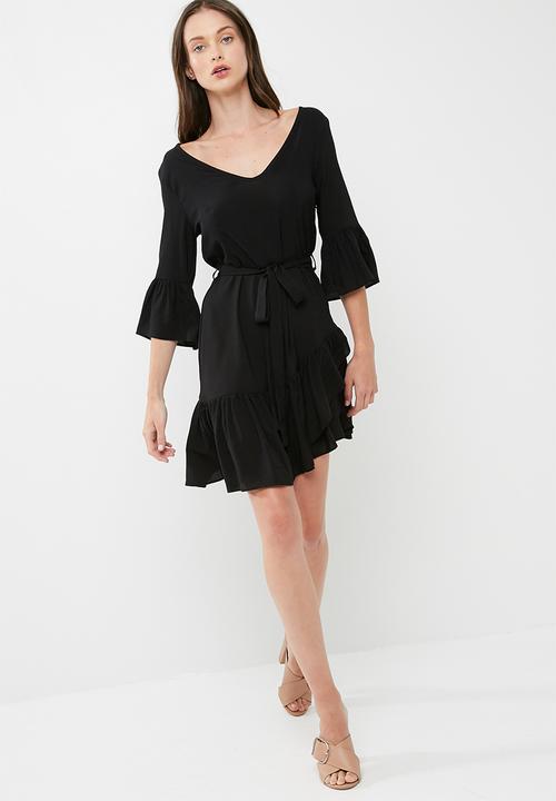 short black ruffle dress