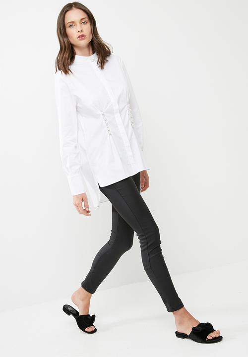 dailyfriday - Poplin shirt with pearl buttons
